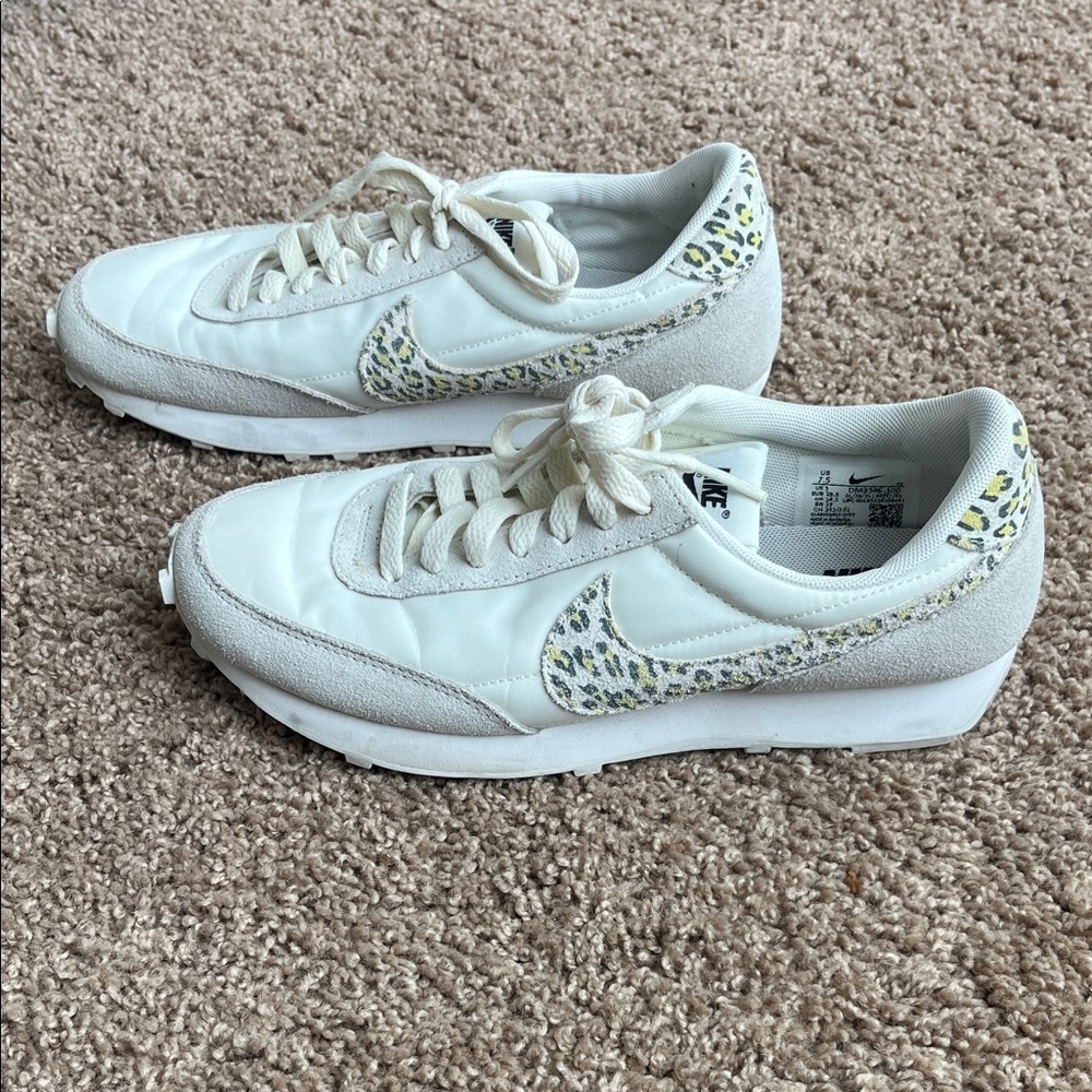 Nike Women's White and Leopard Print Sneakers